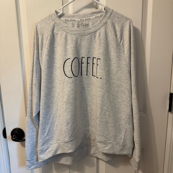 Rae Dunn Light Gray Long Sleeve Tee with Minimalist Coffee‎ Print XL - Picture 1 of 4